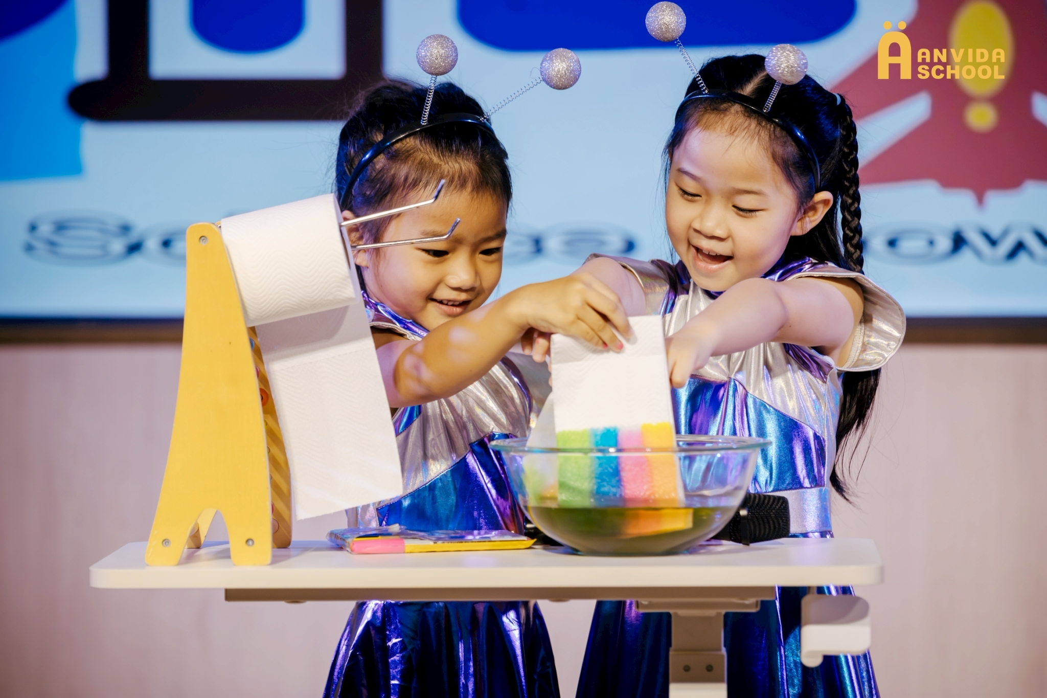 Students creating projects during Innovative Week at Anvida School